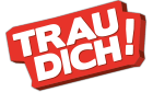 Logo der BZgA-Kampagne. Der Schriftzug -Trau dich!- in weißer Schrift auf einem roten, hervorgehobenen Hintergrund